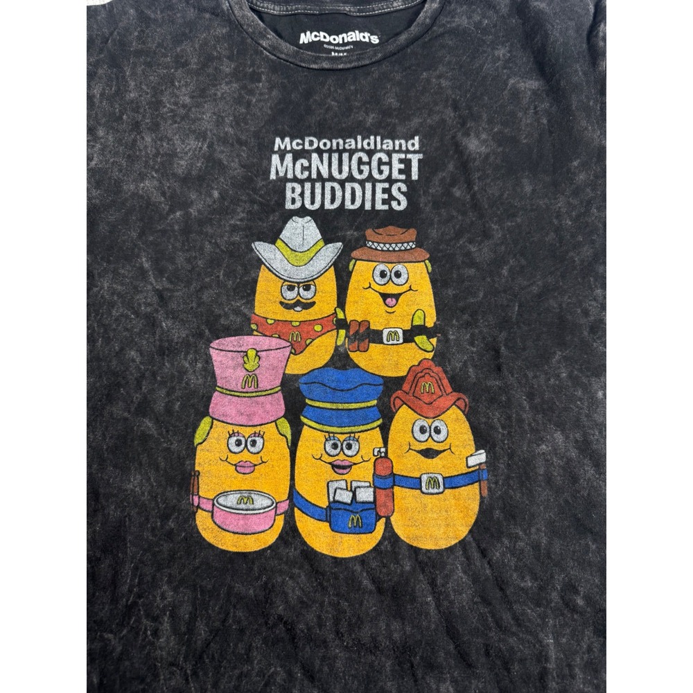 McDonalds McNugget Buddies Graphic T-Shirt Acid Wash Black Size M